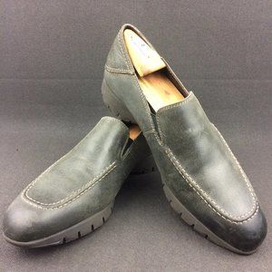 HUSH PUPPIES FIVE CHARCOAL LEATHER SLIP ON LOAFER H103420 USA 10.5 M FITS SMALLR